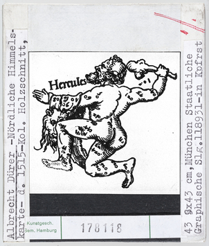 Vorschaubild Albrecht Dürer: Nördliche Himmelskarte, Herkules. München Staatliche Graphische Sammlung 